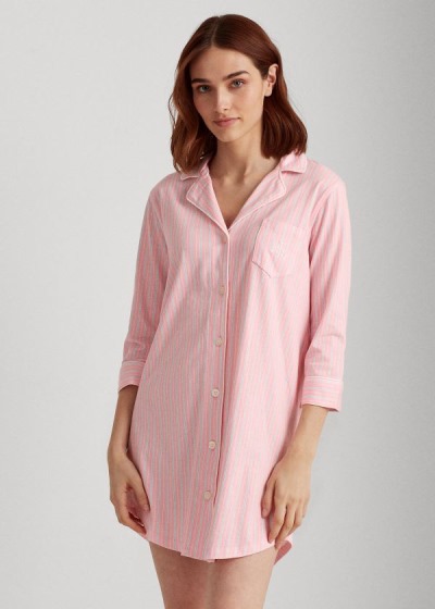 Camisa De Dormir Ralph Lauren Mujer Rosas Rayas - Cotton-Blend - DYPEI6127